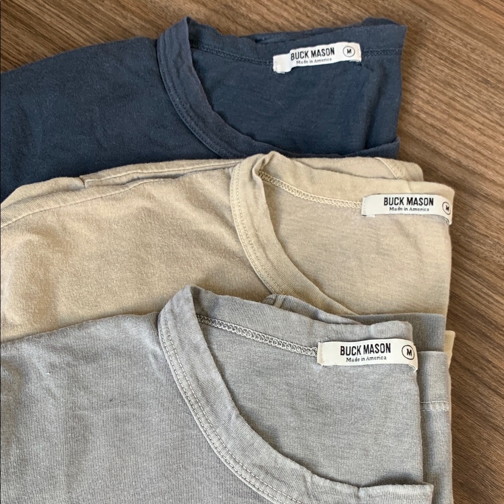 Buck Mason Short Sleeve T-Shirt Trio 100% Cotton - Picture 3 of 4